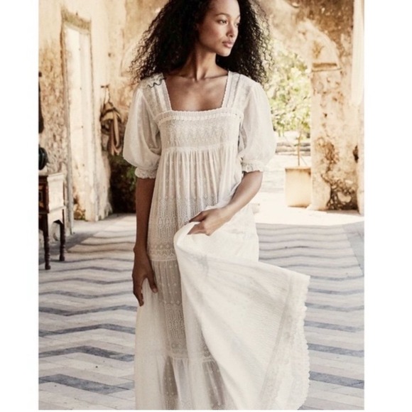 Doen Dresses & Skirts - DOEN Colline Dress White Embroidered Maxi Cottagecore Size Small